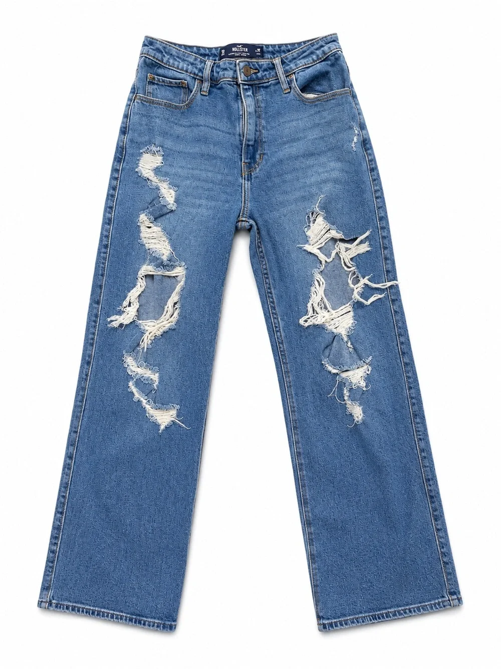 Hollister Distressed Light Blue Ultra High-Rise Dad Wide-Leg Jeans